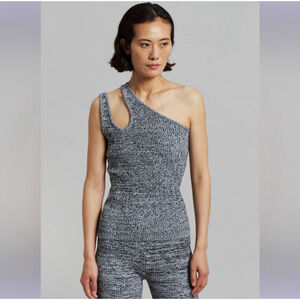REMAIN Birger Christensen Jeanne Black One Shoulder Knit Top Women's Size 2